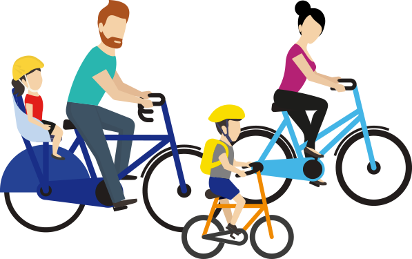 Family Riding Bicycle